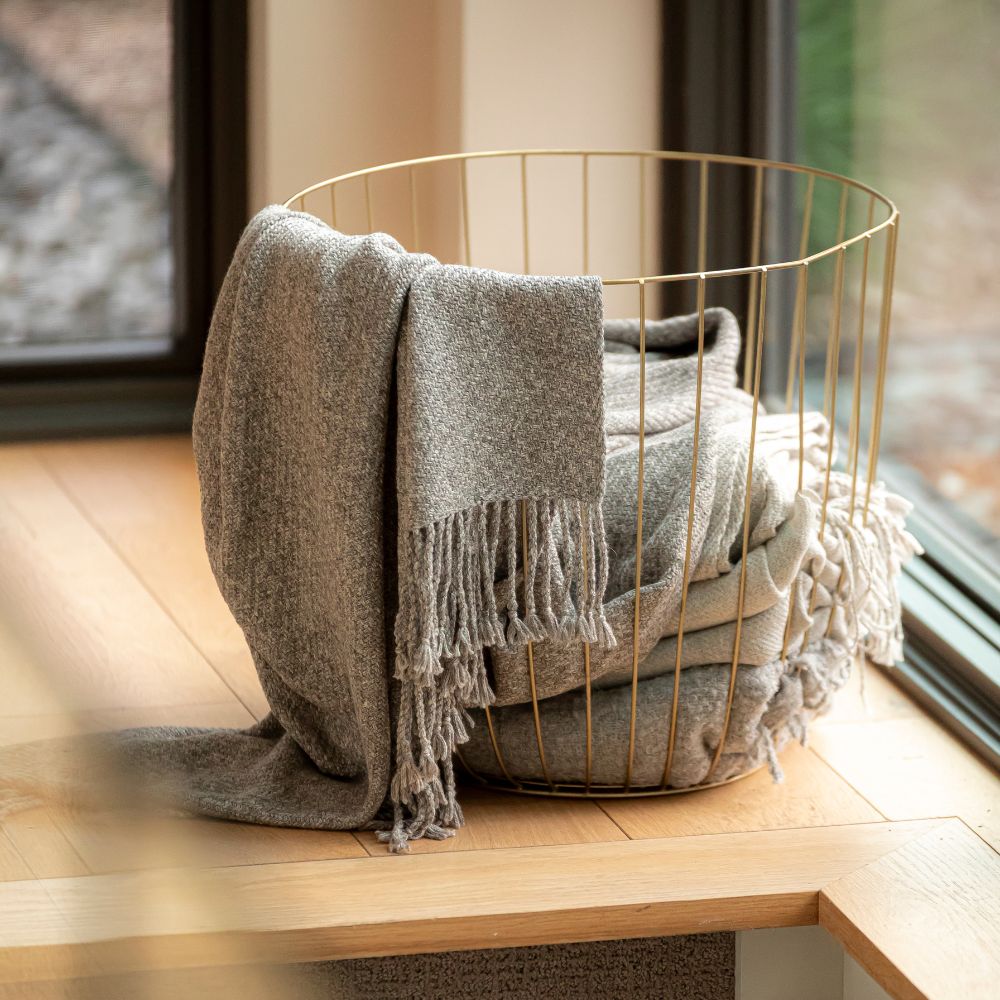 Handloomed Peruvian Pima Cotton & Undyed Baby Alpaca Graphite Throw Blanket