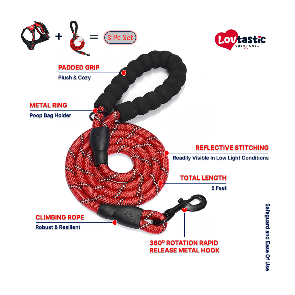 Lovtastic Creations™ No-Pull Dog Harness - w/Strong-Durable Dog Leash & Poopbag Holder