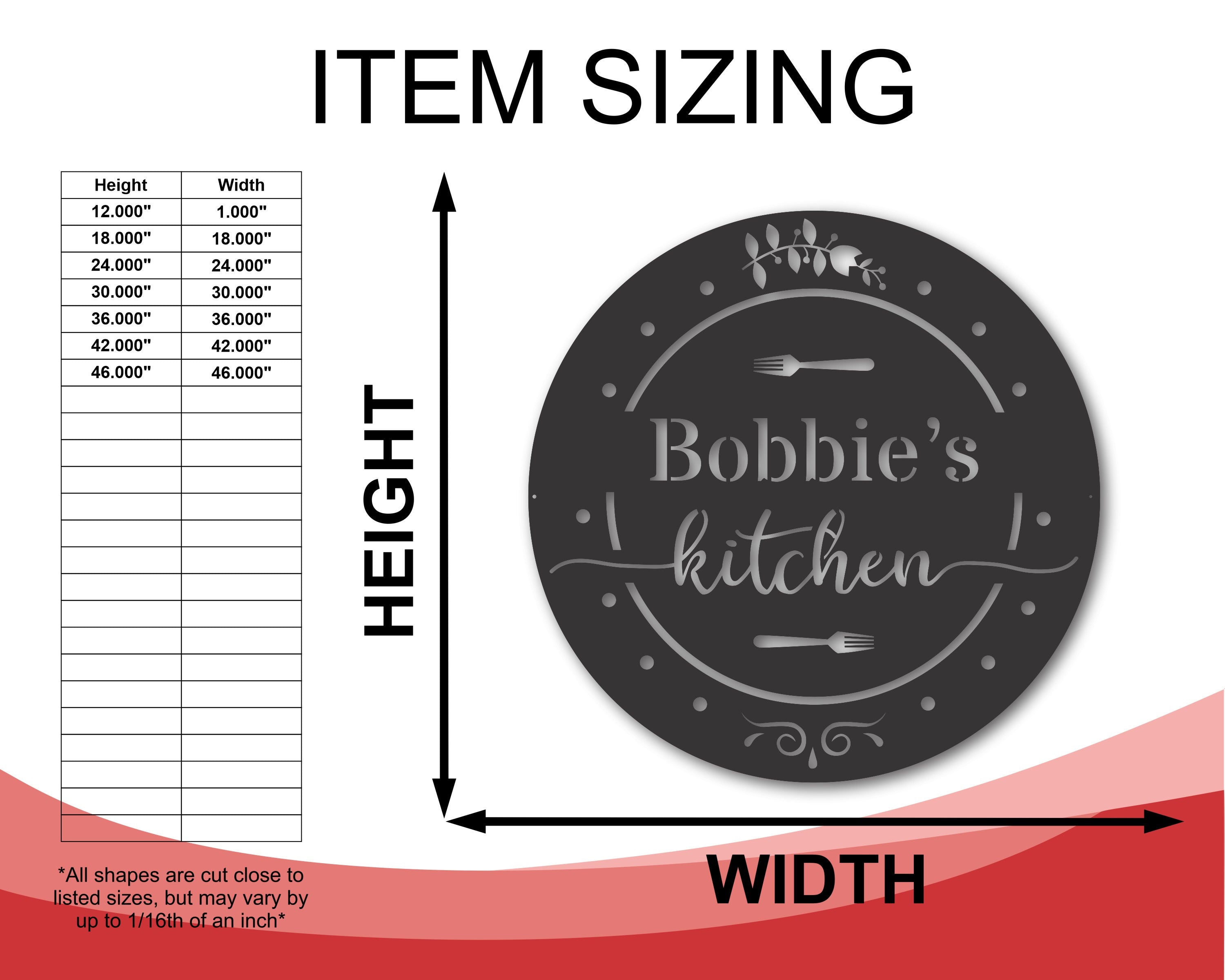 Custom Round Metal Kitchen Sign