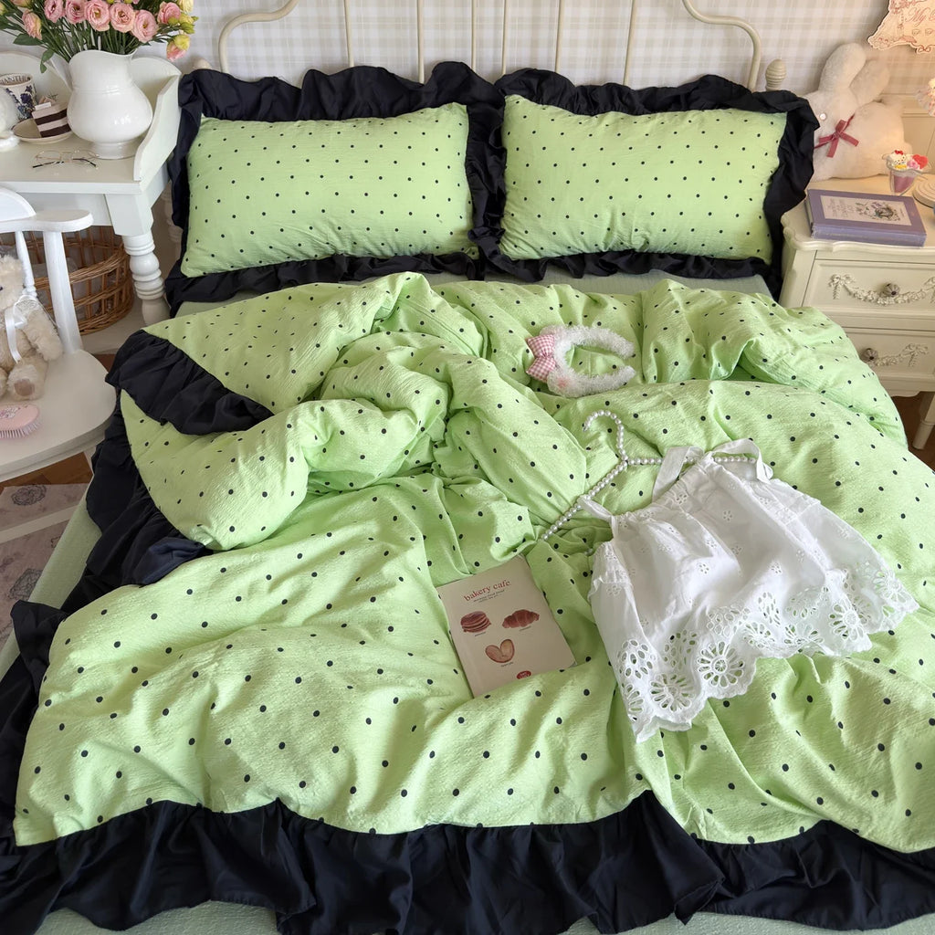 Stripe Bedding Comforter Set with Pillowcase Linen Duvet Cover Set