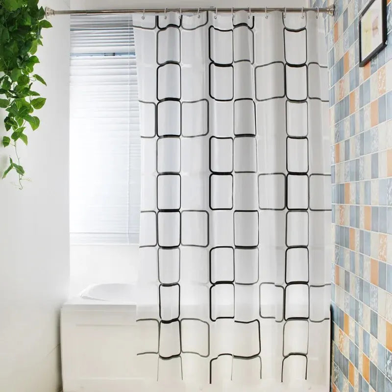 1PC Patterned PEVA Waterproof Shower Curtain