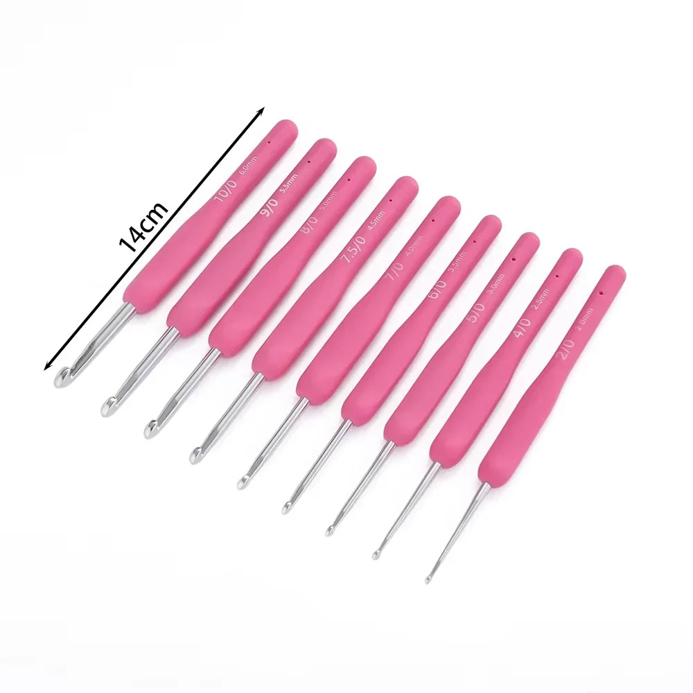 1pc Crochet Hooks Hand Knitted Crochet Colorful Rubber Handle Knitting Ergonomics Handle DIY  Jewelry Making Crochet