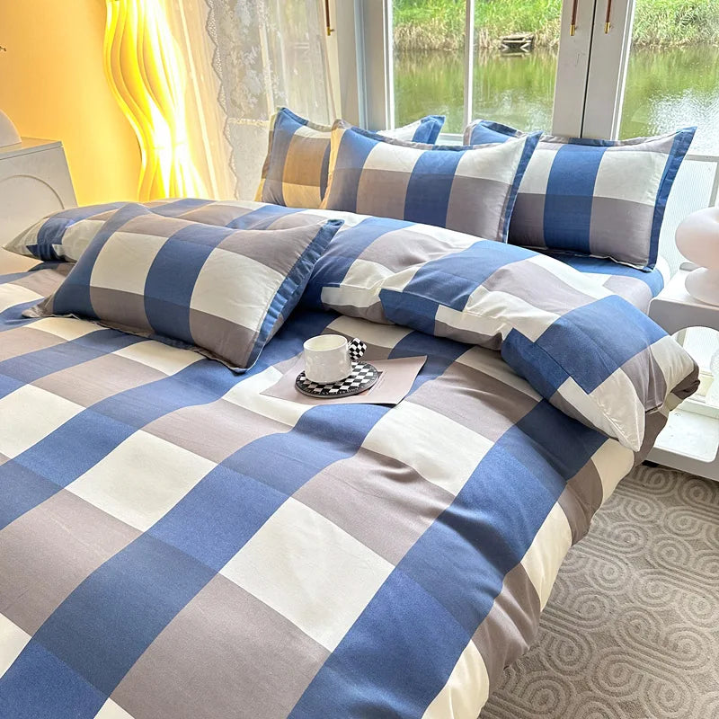 Daisy Printed King Size Duvet Cover Set with Sheets High Quality Washed Cotton Bedding Set