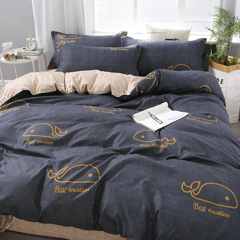 Daisy Printed King Size Duvet Cover Set with Sheets High Quality Washed Cotton Bedding Set