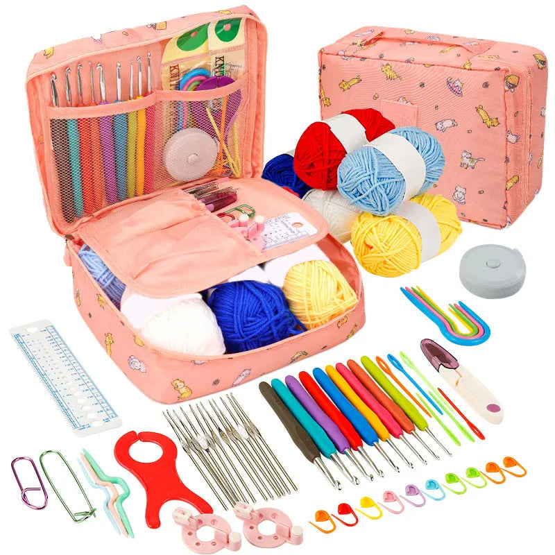 Crochet Kit Beginners Crochet Hook Set with Crochet Yarn,Portable Crochet Set Crochet Hooks