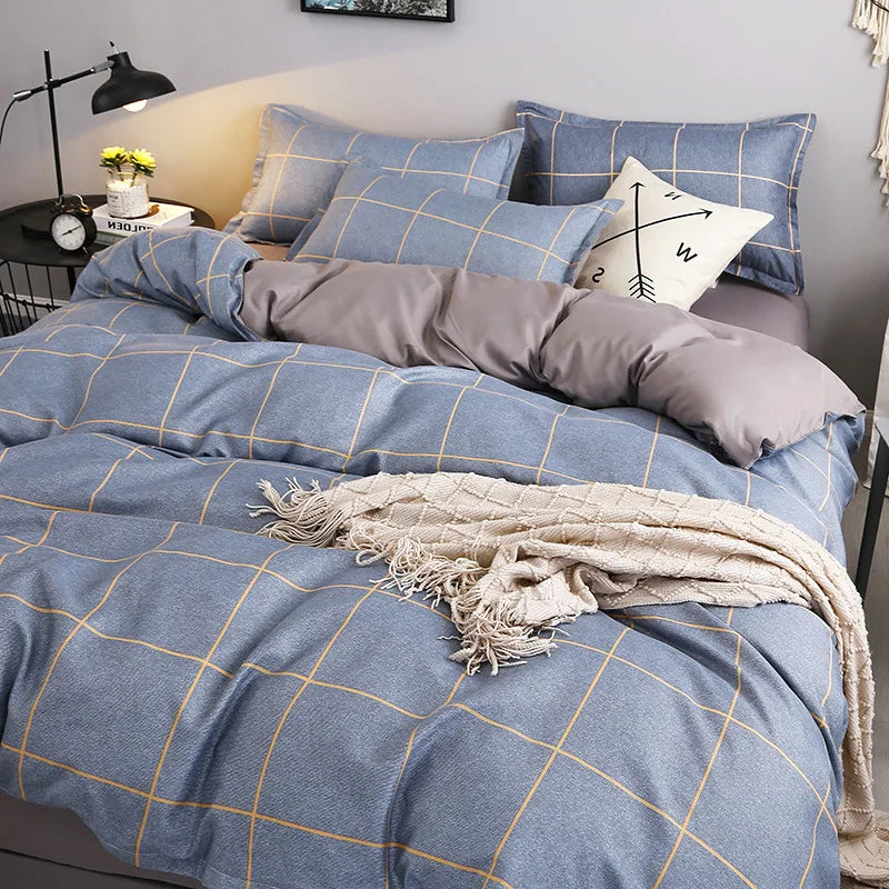 Daisy Printed King Size Duvet Cover Set with Sheets High Quality Washed Cotton Bedding Set