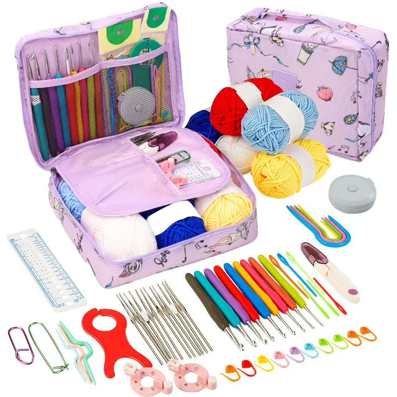 Crochet Kit Beginners Crochet Hook Set with Crochet Yarn,Portable Crochet Set Crochet Hooks