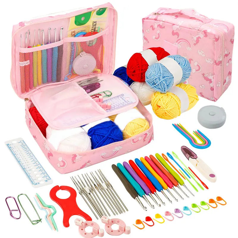 Crochet Kit Beginners Crochet Hook Set with Crochet Yarn,Portable Crochet Set Crochet Hooks
