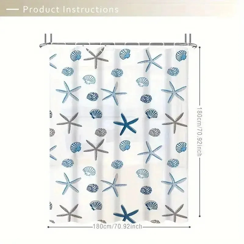 1PC Patterned PEVA Waterproof Shower Curtain