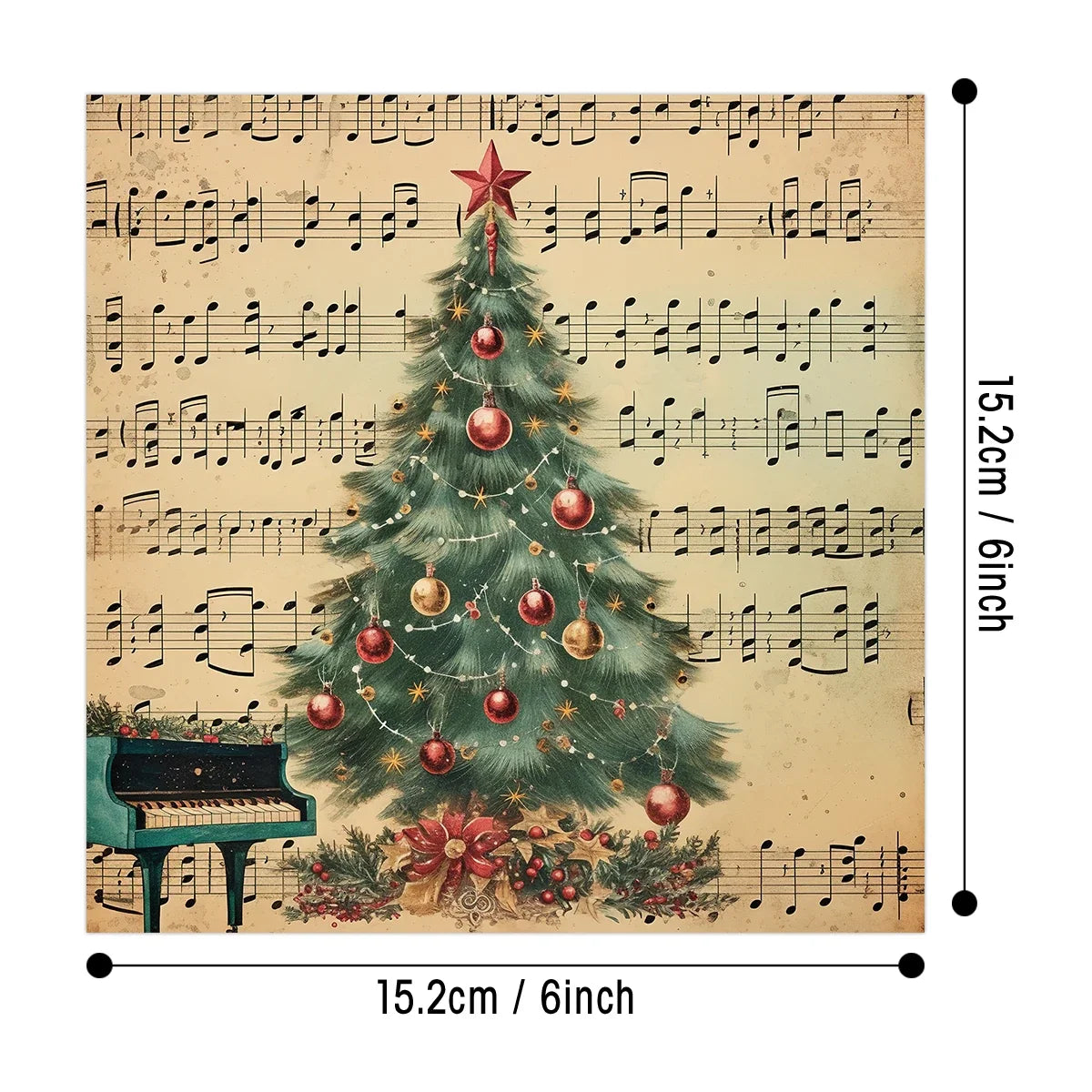 Vintage Christmas Sheet Music Scrapbook Paper Set | 12 Sheets of Decorative Decoupage