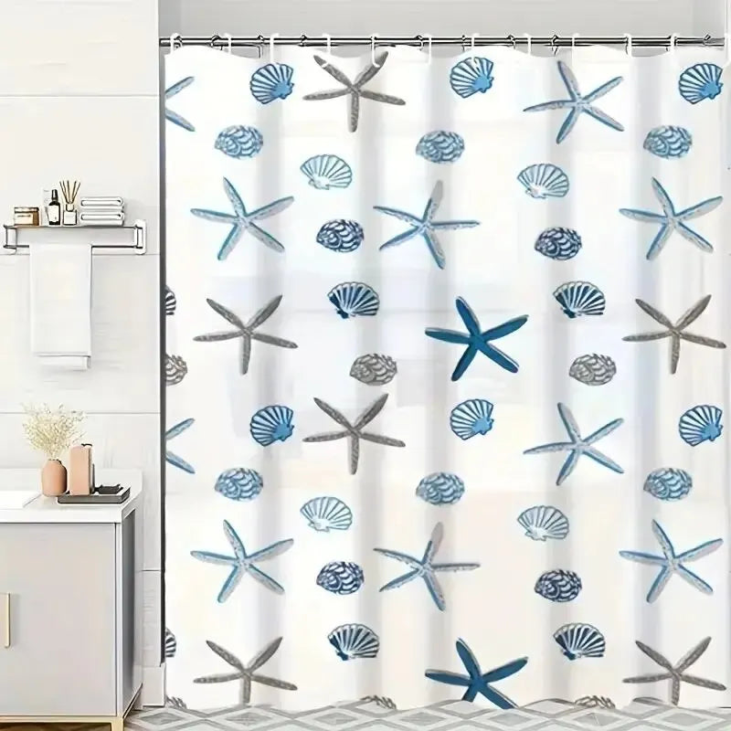 1PC Patterned PEVA Waterproof Shower Curtain