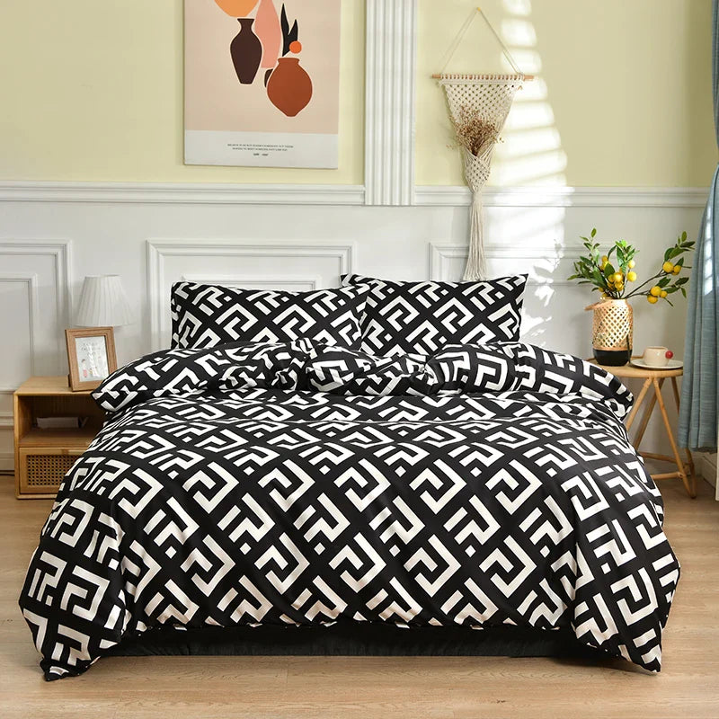 Black & White Bedding Set for Double Bed Queen/King Comforter Sets Single Duvet Cover