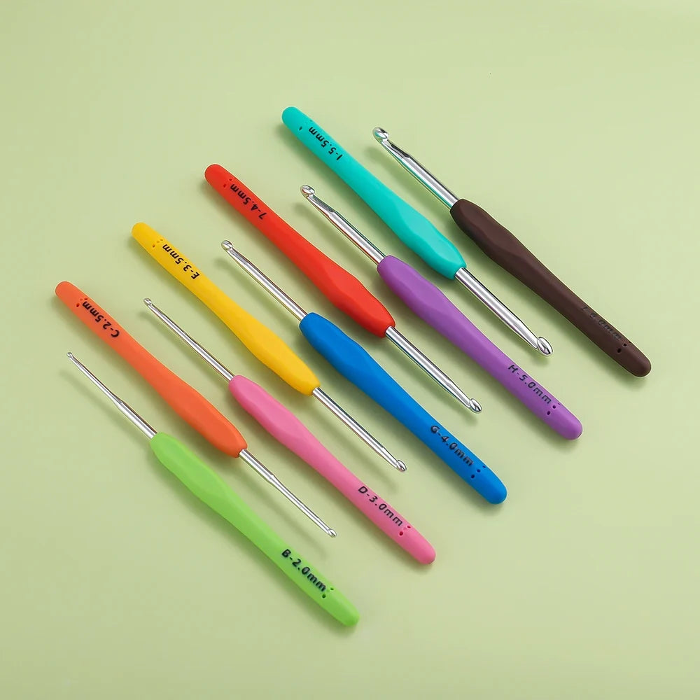 1pc Crochet Hooks Hand Knitted Crochet Colorful Rubber Handle Knitting Ergonomics Handle DIY  Jewelry Making Crochet