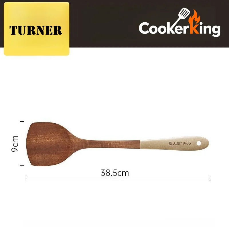 4 in 1 Cooking Tool Set | Ebony Wood Spatula and Spoon Set for Kitchen