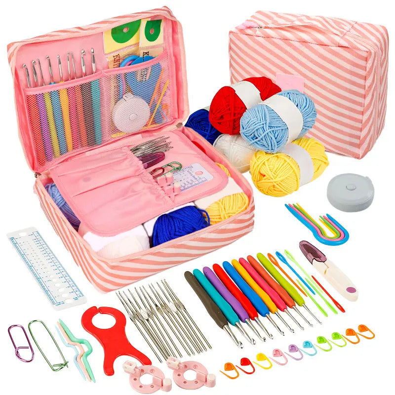 Crochet Kit Beginners Crochet Hook Set with Crochet Yarn,Portable Crochet Set Crochet Hooks