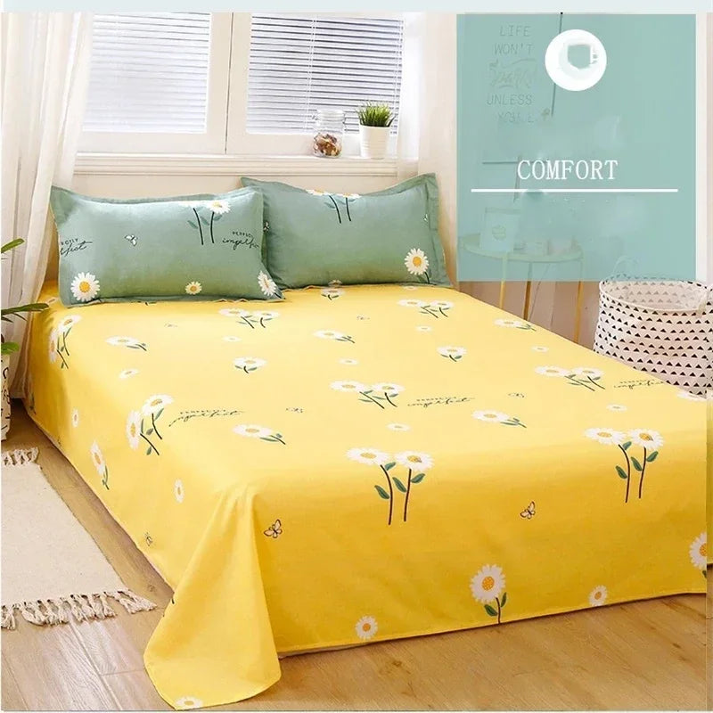 Daisy Printed King Size Duvet Cover Set with Sheets High Quality Washed Cotton Bedding Set