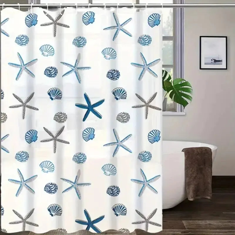 1PC Patterned PEVA Waterproof Shower Curtain