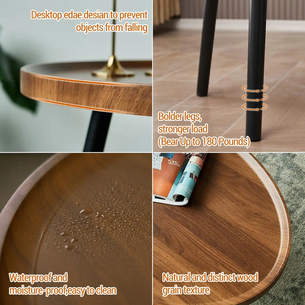 Nesting Coffee Table Set of 2 Mid Century Modern Walnut End Tables