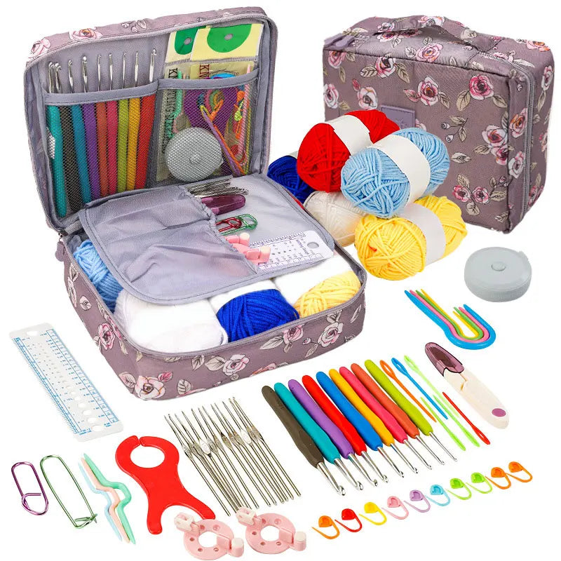 Crochet Kit Beginners Crochet Hook Set with Crochet Yarn,Portable Crochet Set Crochet Hooks