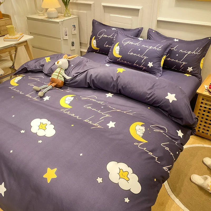 Daisy Printed King Size Duvet Cover Set with Sheets High Quality Washed Cotton Bedding Set