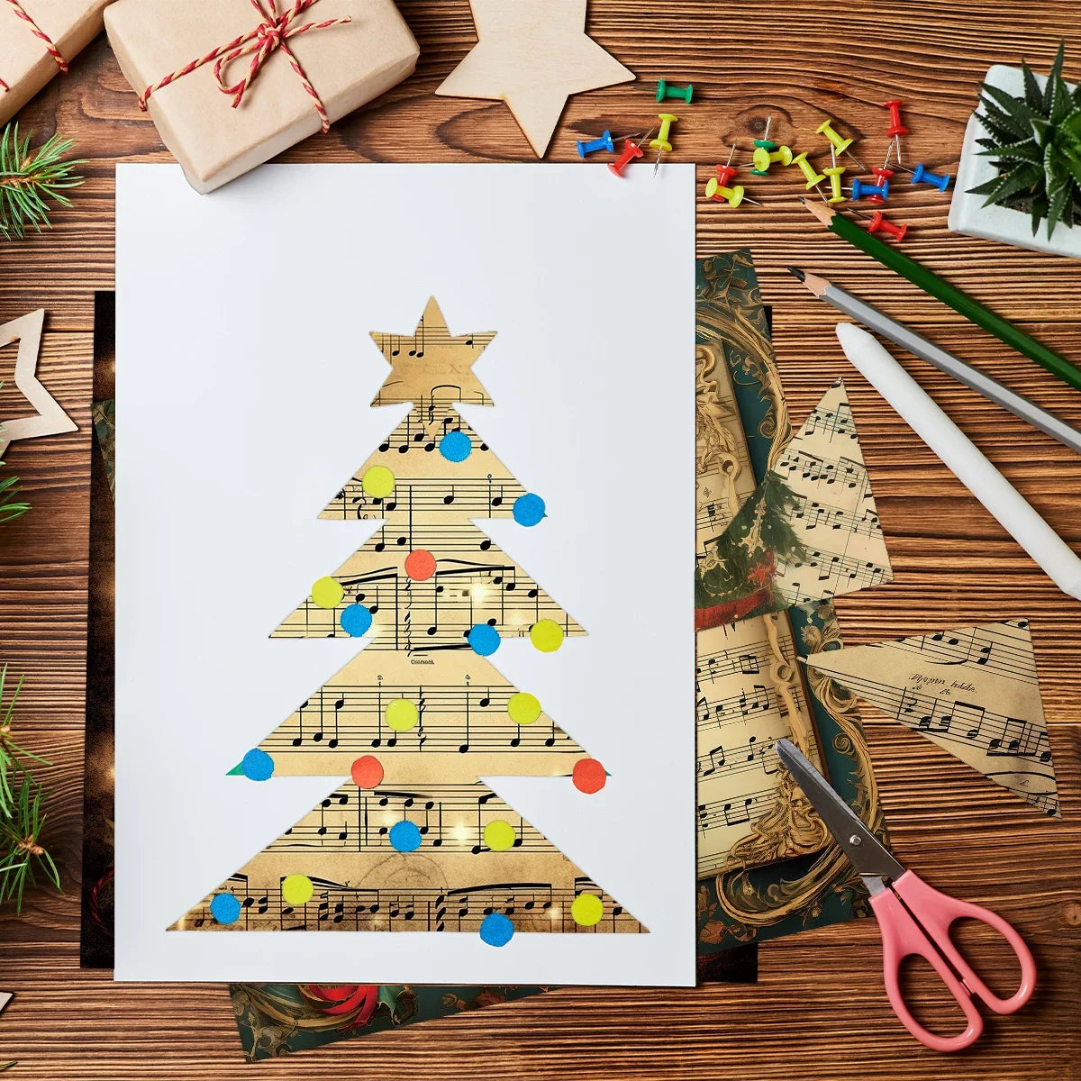 Vintage Christmas Sheet Music Scrapbook Paper Set | 12 Sheets of Decorative Decoupage