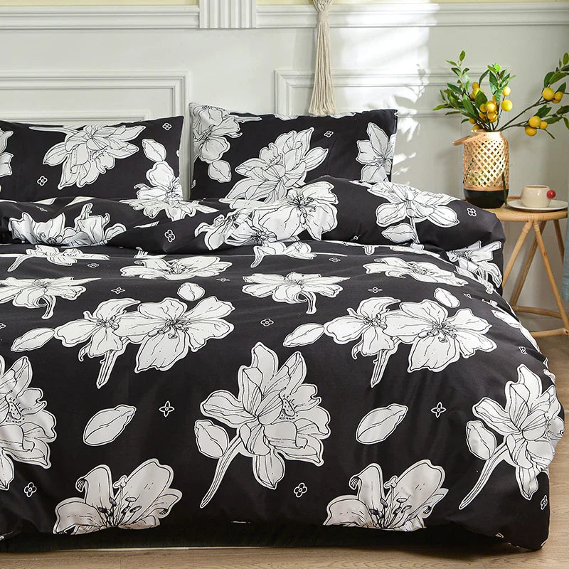 Black & White Bedding Set for Double Bed Queen/King Comforter Sets Single Duvet Cover