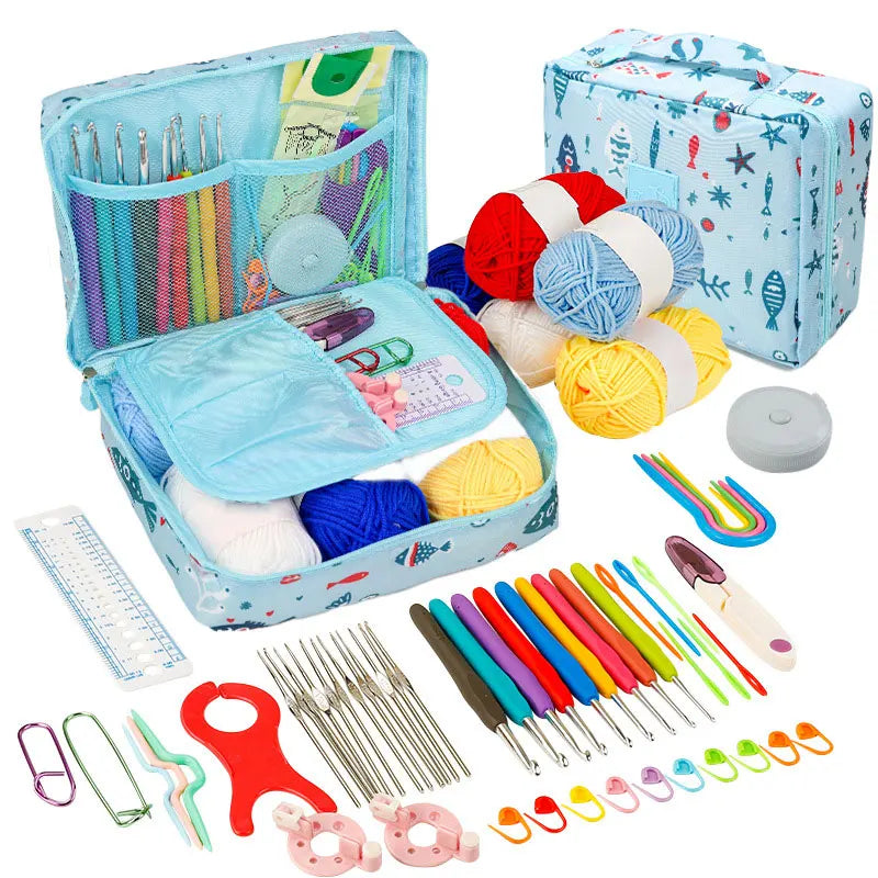 Crochet Kit Beginners Crochet Hook Set with Crochet Yarn,Portable Crochet Set Crochet Hooks