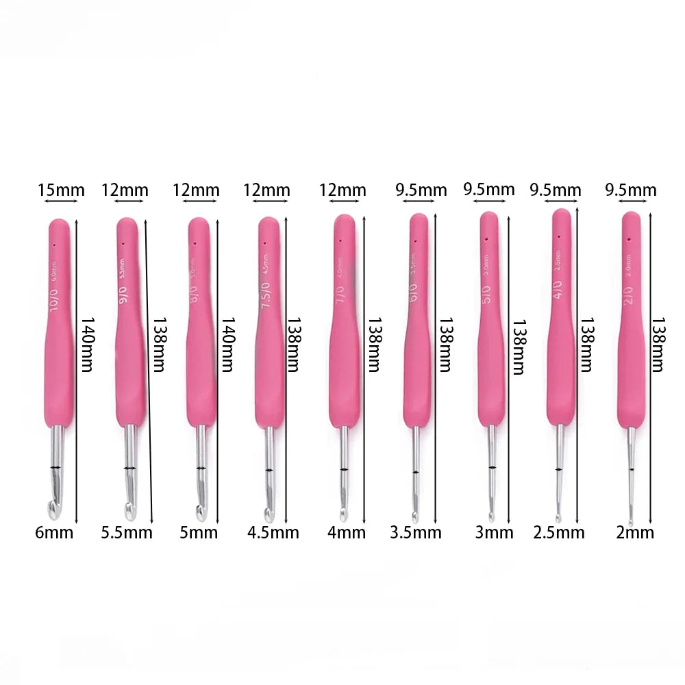 1pc Crochet Hooks Hand Knitted Crochet Colorful Rubber Handle Knitting Ergonomics Handle DIY  Jewelry Making Crochet