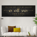 Joshua 24:15 - 'We Will Serve The Lord' Sign: Elegant Black and Gold Christian Wall Art