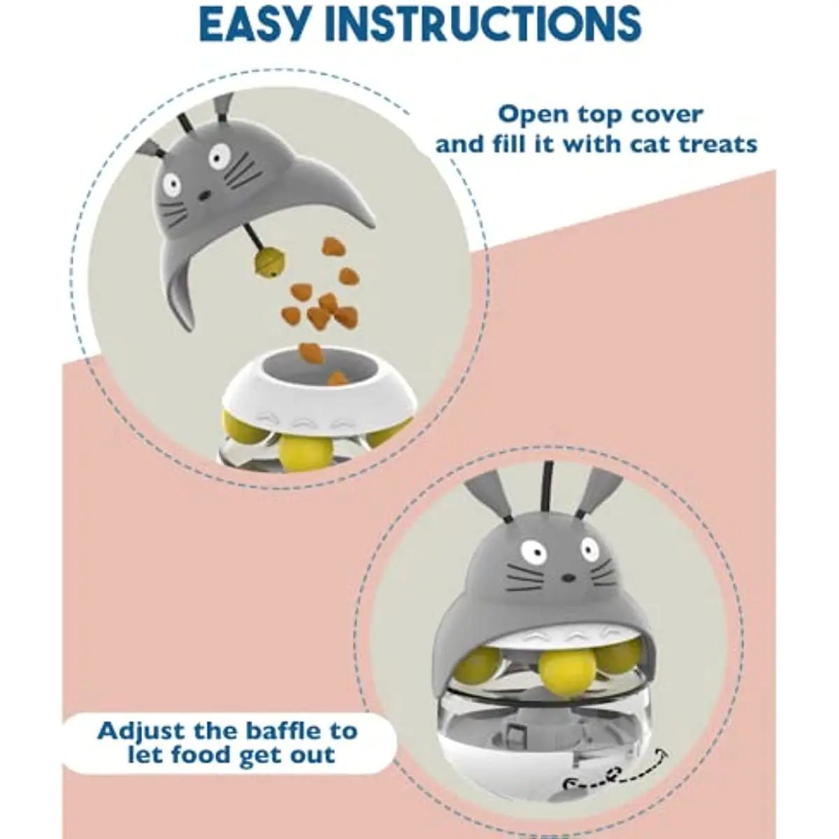 Interactive Cat Feeder - Treat Dispenser - Exercise Toy - Sounding Bell Cat Tower