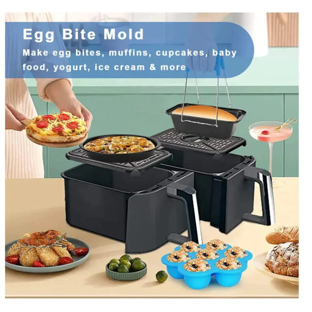 8 Quart Dual Basket Air Fryer Grill Rack and Accessory Set