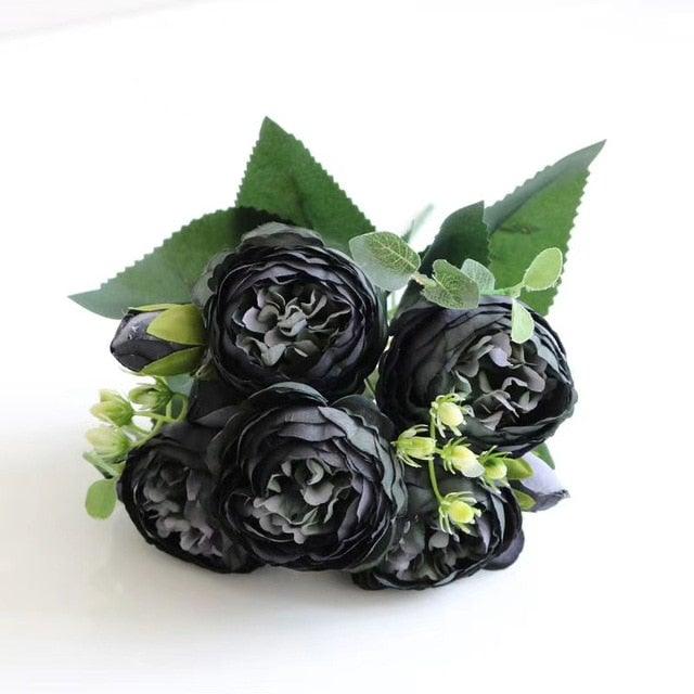 Artificial Silk Roses Peony Bouquet For Home Wedding Scrapbook Decor
