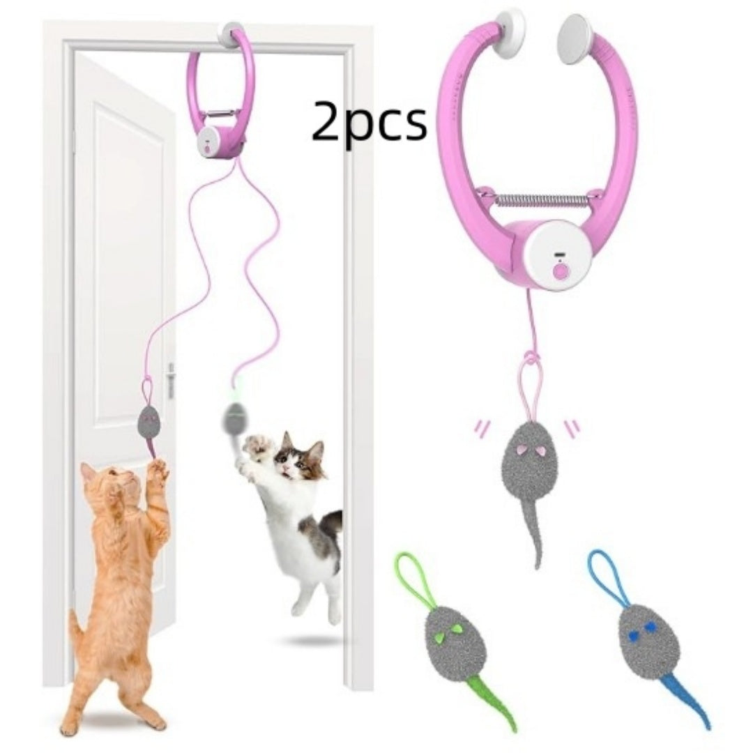 Colorful Beating Mouse Electric Door Holder Hanging Automatic Interactive Toy