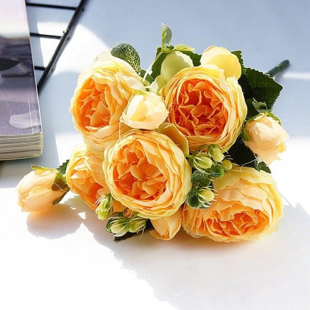 Beautiful Rose Peony Artificial Silk Eucalyptus Flowers Small bouquet