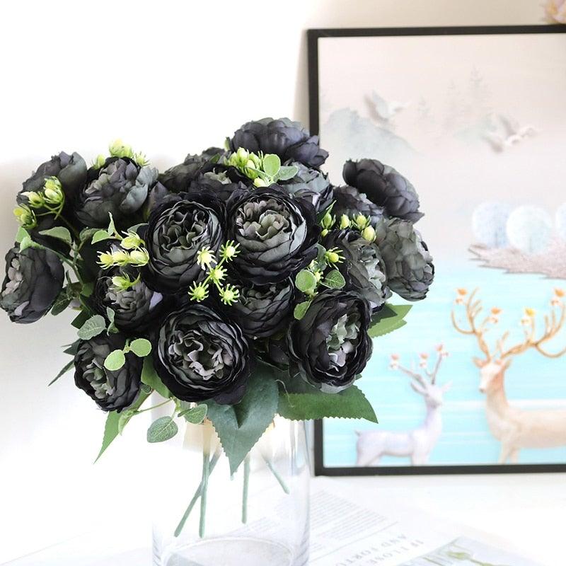 Beautiful Rose Peony Artificial Silk Eucalyptus Flowers Small bouquet