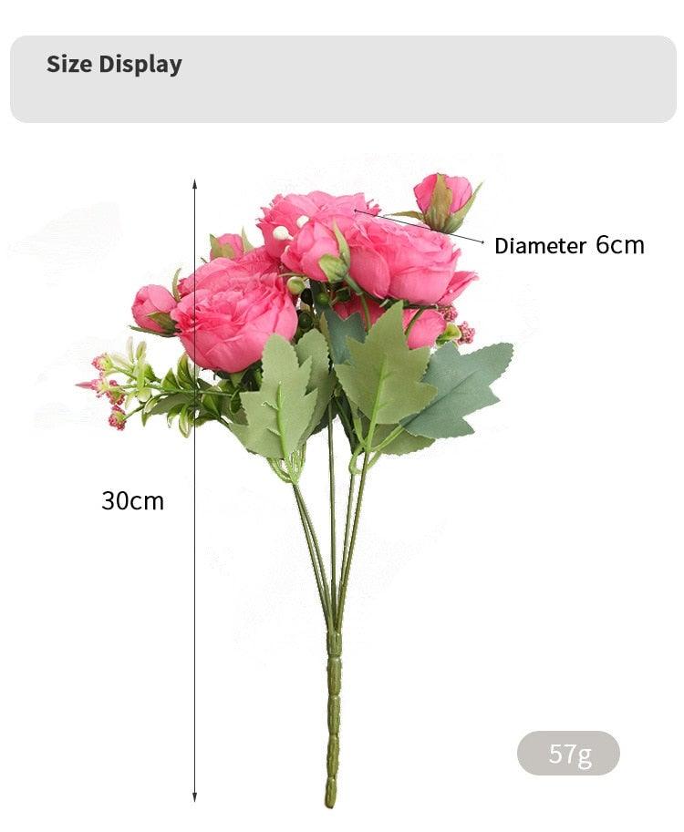 Beautiful Rose Peony Artificial Silk Eucalyptus Flowers Small bouquet
