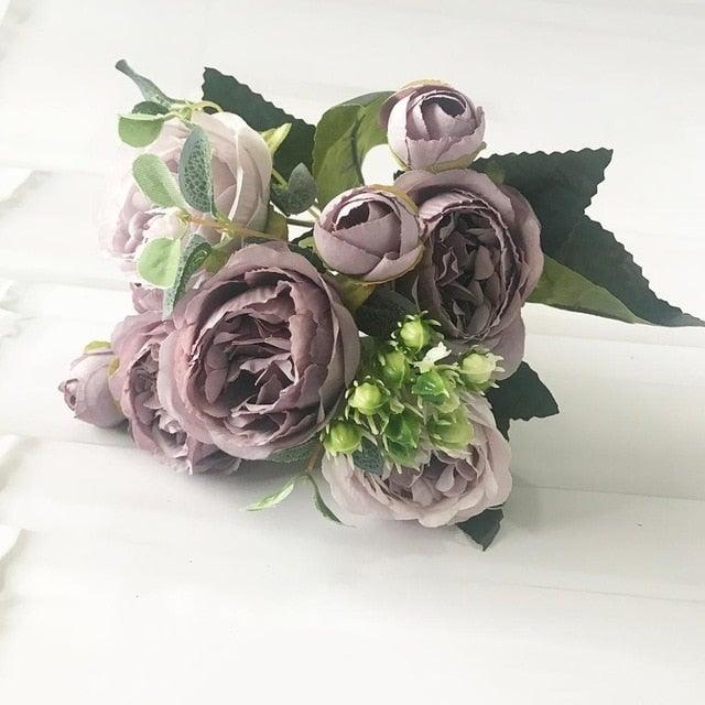 Beautiful Rose Peony Artificial Silk Eucalyptus Flowers Small bouquet