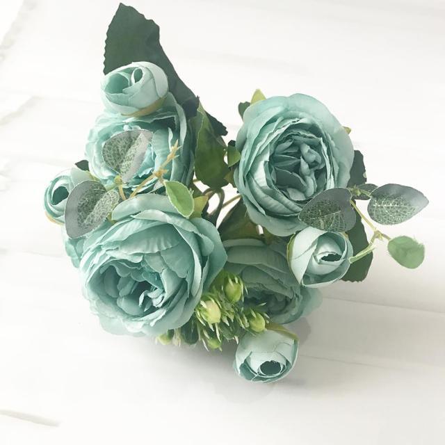 Beautiful Rose Peony Artificial Silk Eucalyptus Flowers Small bouquet