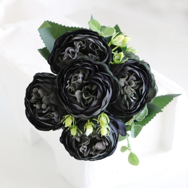 Beautiful Rose Peony Artificial Silk Eucalyptus Flowers Small bouquet