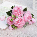Beautiful Rose Peony Artificial Silk Eucalyptus Flowers Small bouquet