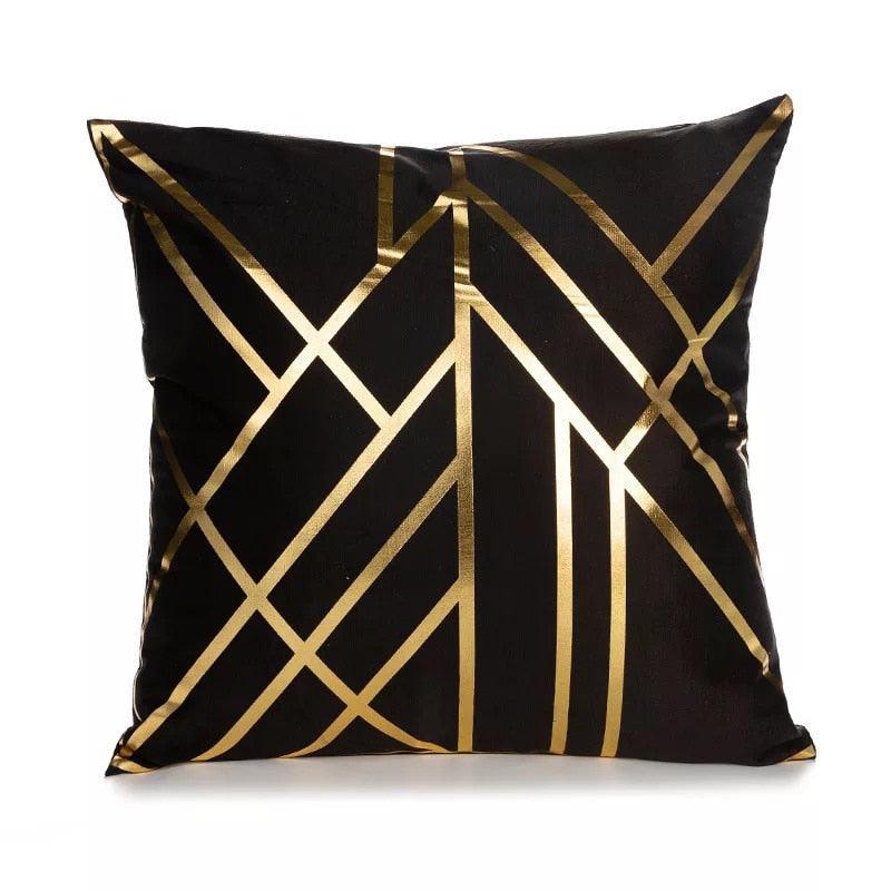 Black Gold Pillow Geometric Cushion Pillow Case  45x45CM