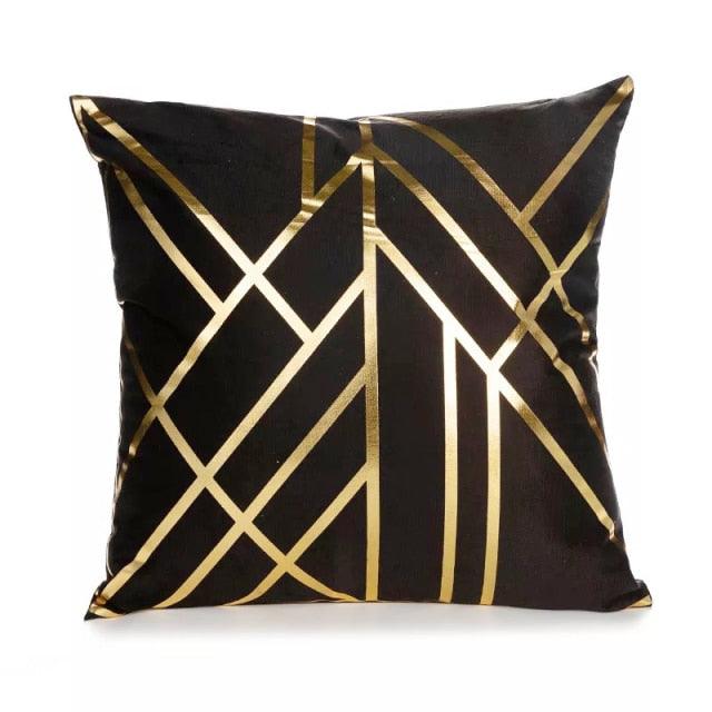 Black Gold Pillow Geometric Cushion Pillow Case  45x45CM