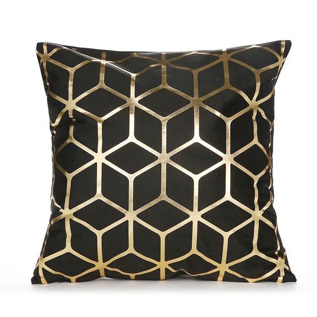 Black Gold Pillow Geometric Cushion Pillow Case  45x45CM