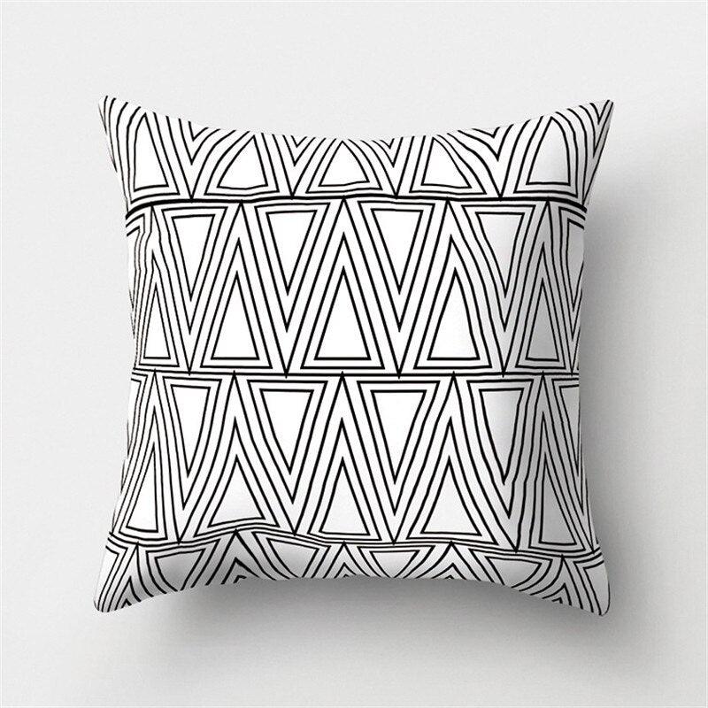 Black White Geometric Cushion Cover Pillowcase 45x45CM