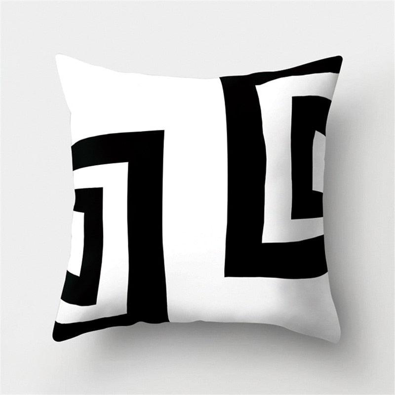 Black White Geometric Cushion Cover Pillowcase 45x45CM