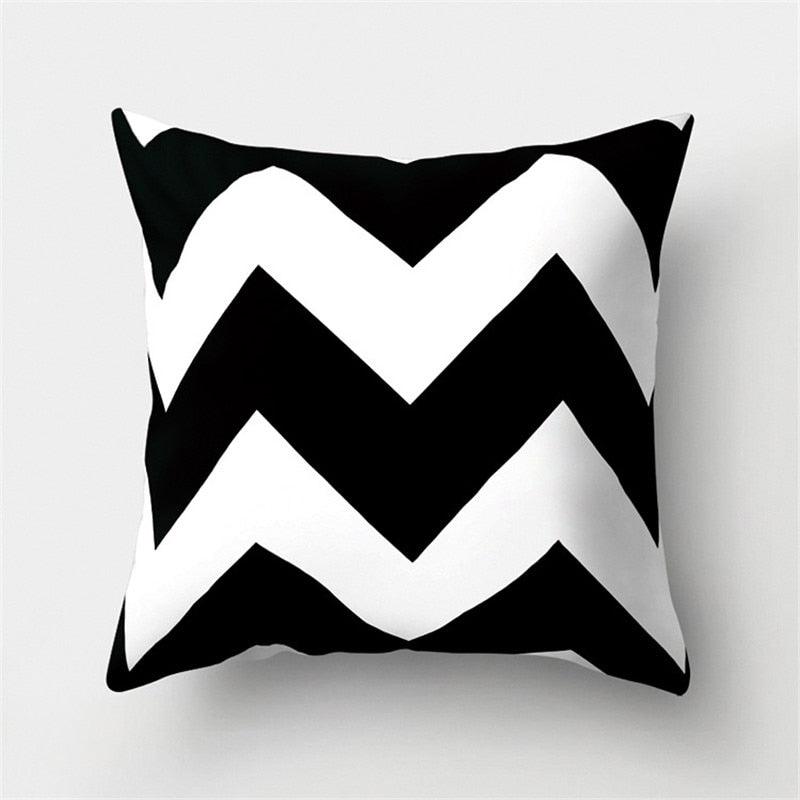 Black White Geometric Cushion Cover Pillowcase 45x45CM