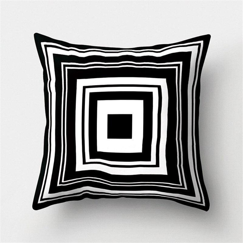 Black White Geometric Cushion Cover Pillowcase 45x45CM