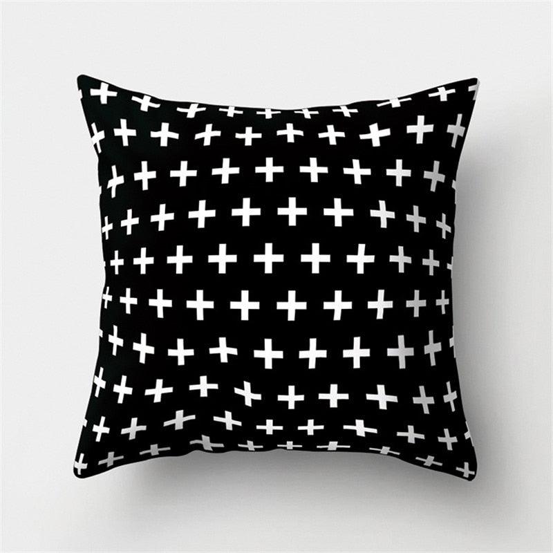 Black White Geometric Cushion Cover Pillowcase 45x45CM