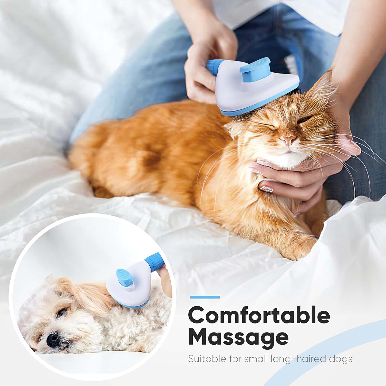 Self-Cleaning Pet Slicker Brush for Dogs, Cats & Rabbits