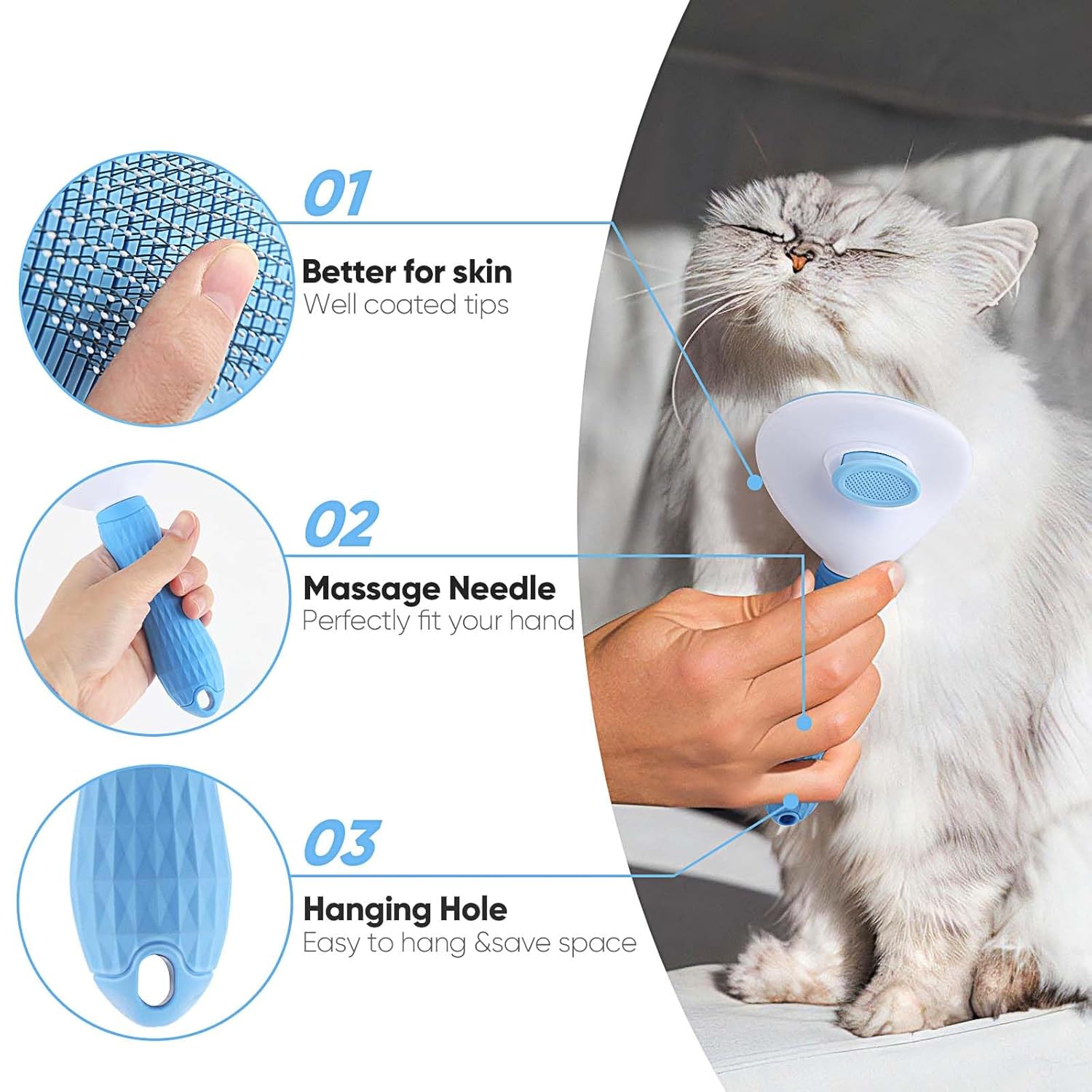 Self-Cleaning Pet Slicker Brush for Dogs, Cats & Rabbits